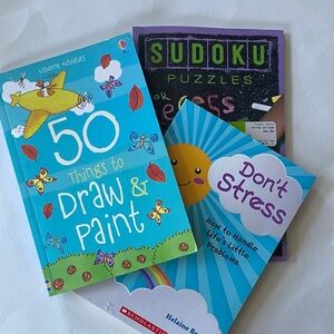 🎈$5 add on.Kiddo book bundle. Drawing sudoku and don’t stress!